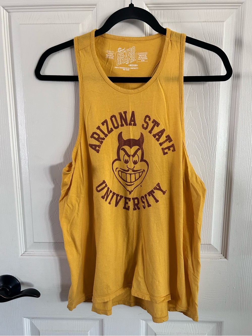 Retro Brand Arizona State University Gold Sun Devil Tank Top College Sz Medium